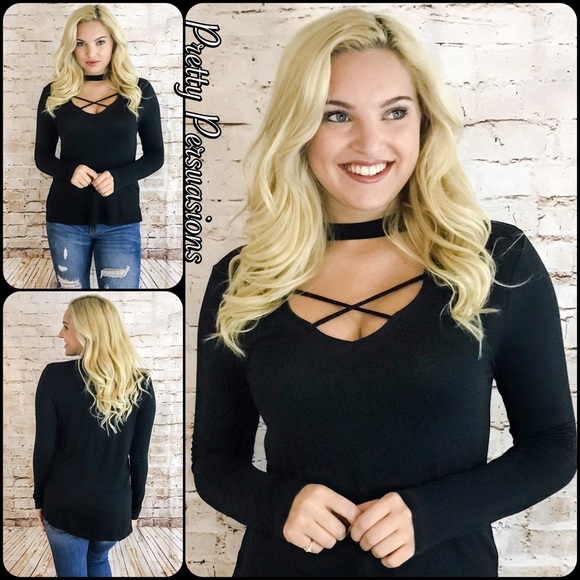 SOLD OUT ‼️ NWT Black Strappy Choker Top - Picture 5 of 7