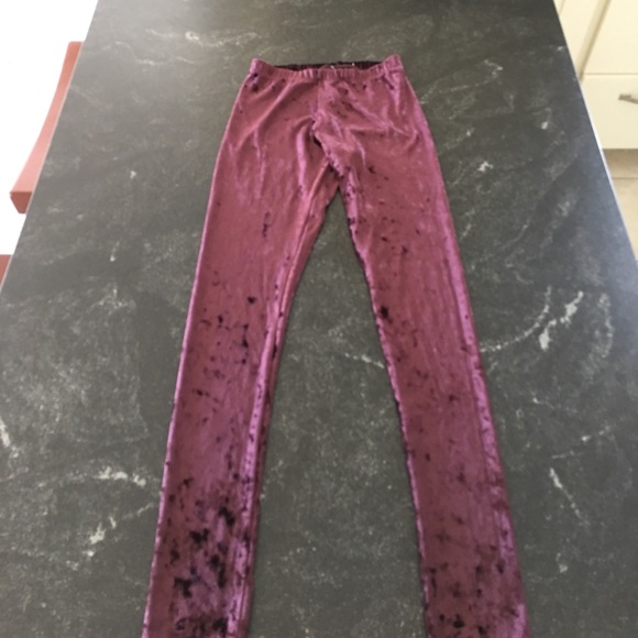 Dark purple velvet leggings - Picture 1 of 2
