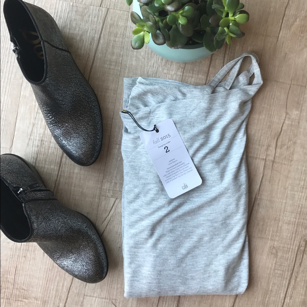 NWT CAbi #3100 Sleeveless Drape Neck Tank - Grey