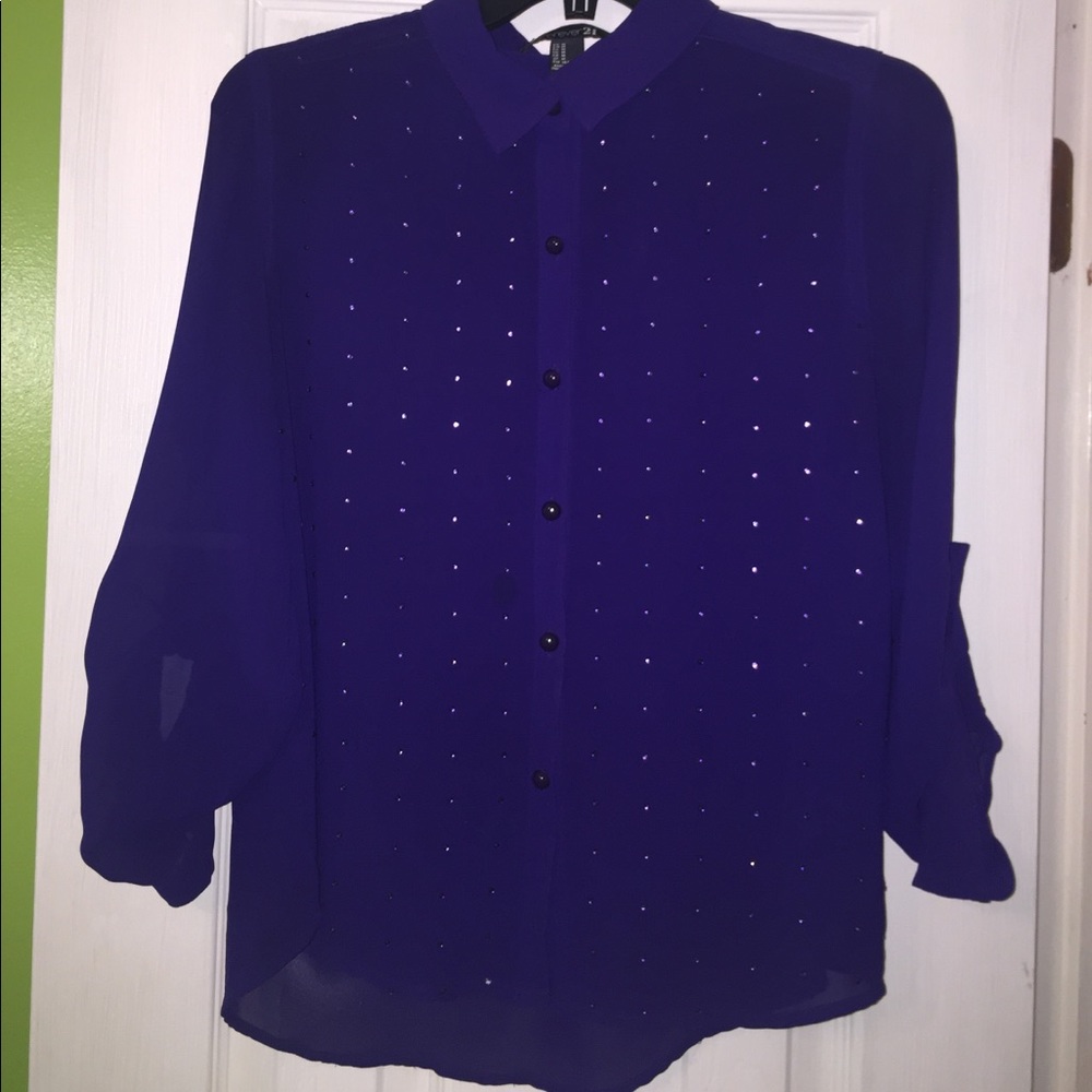 Sheer, Purple Button- Up