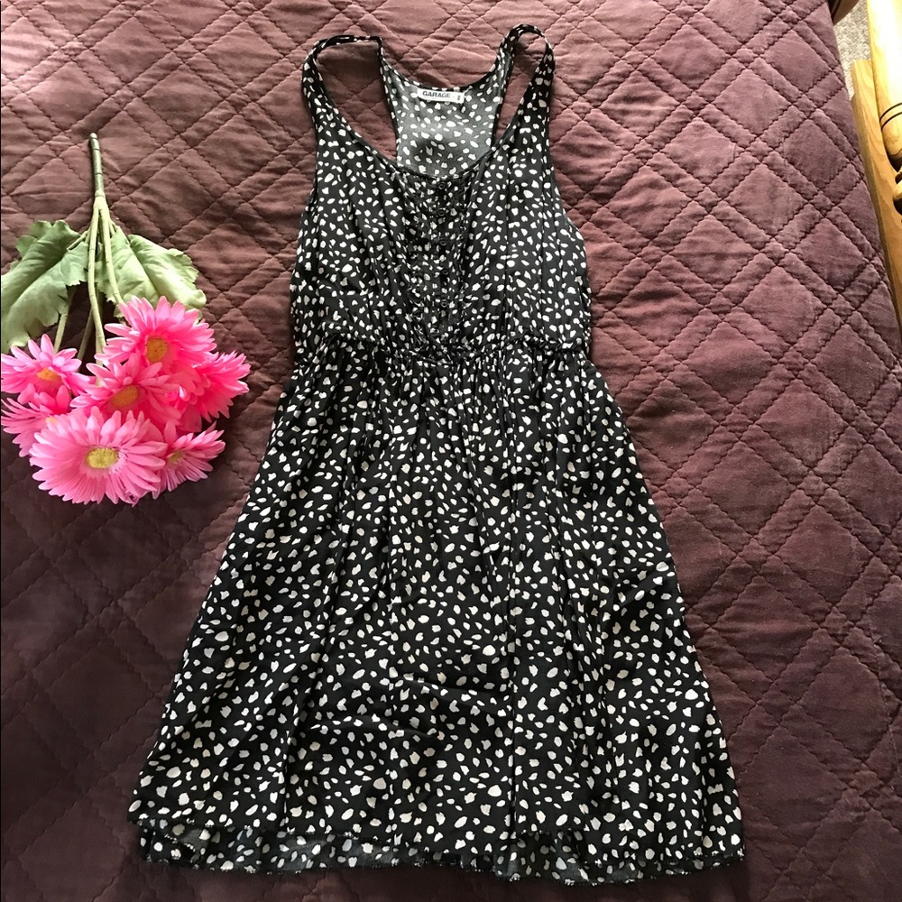 Black with cream color spot dress
