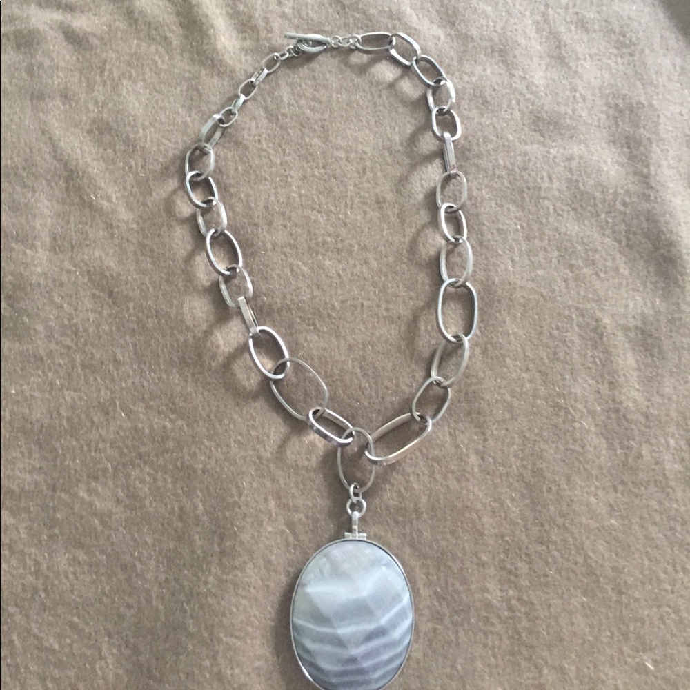 Necklace gray stone