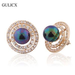 Black silver gold pearl earring mother bridal stud