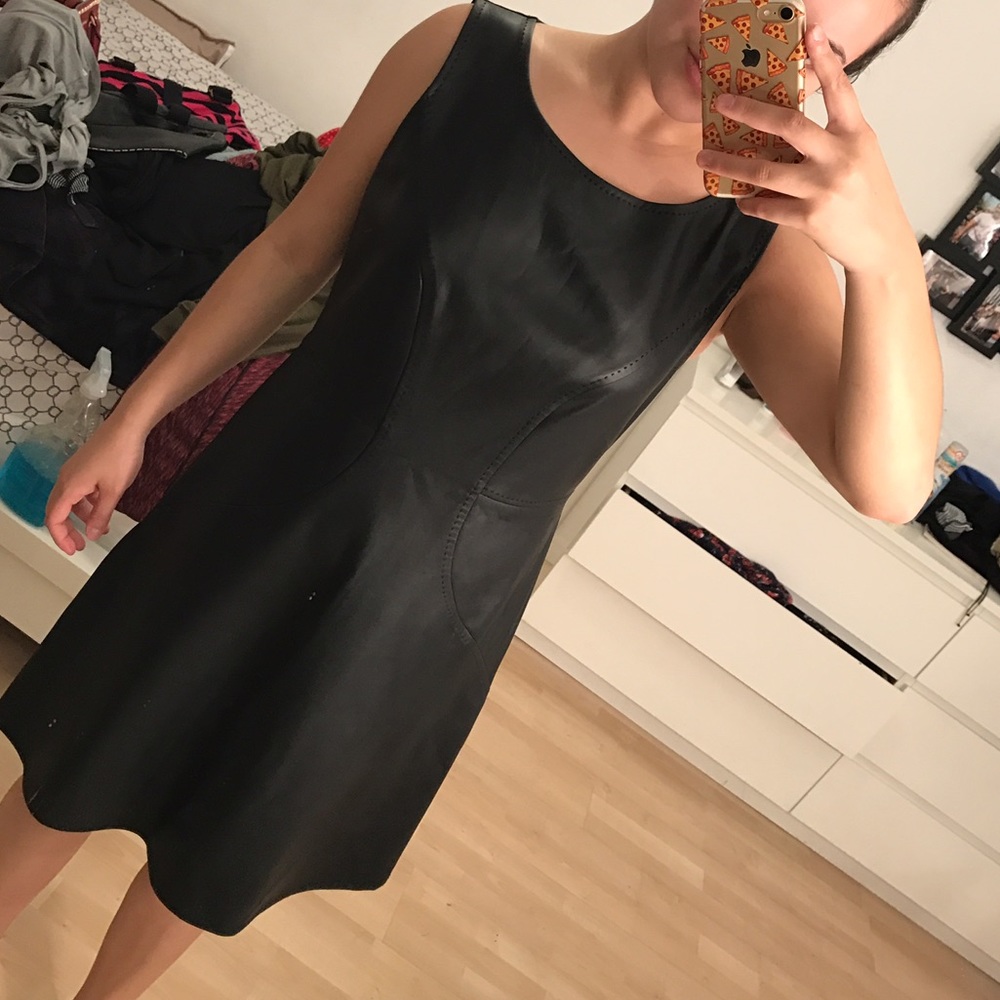 Black leather dress