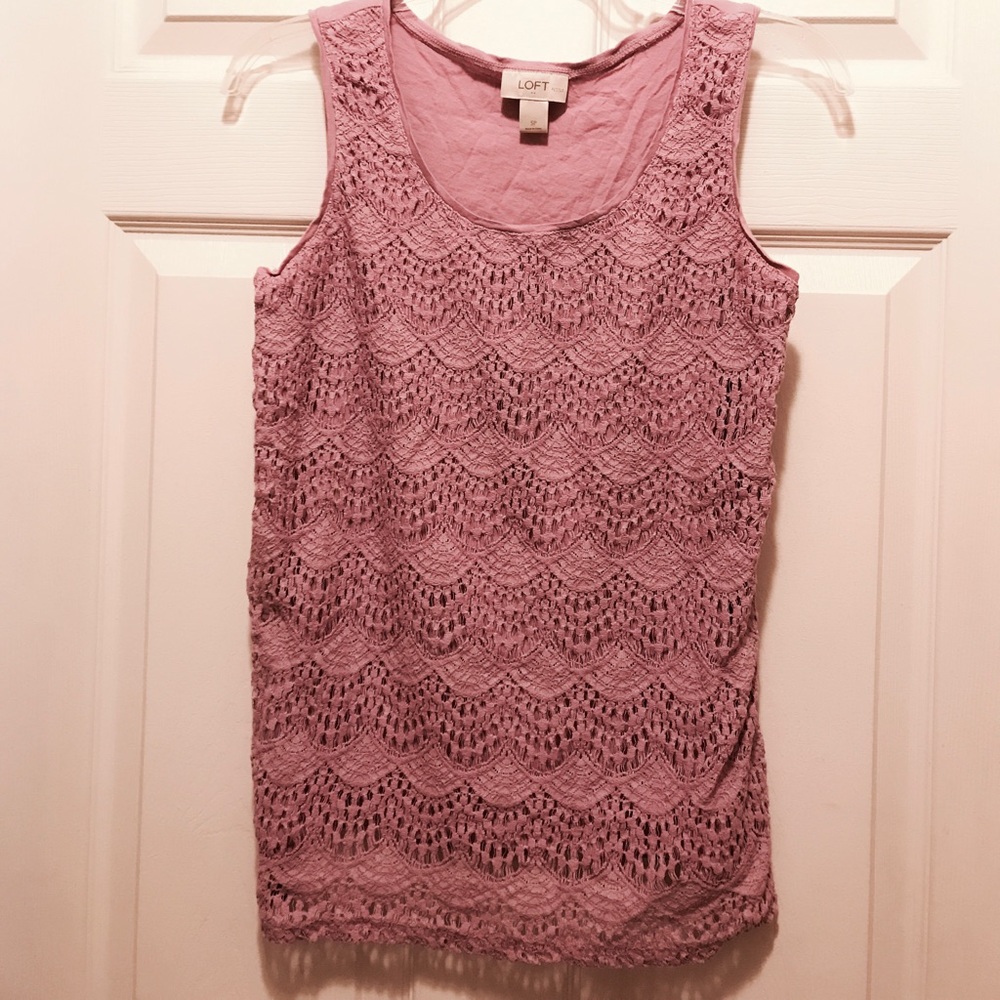 Ann Taylor Loft lace lined top lavender