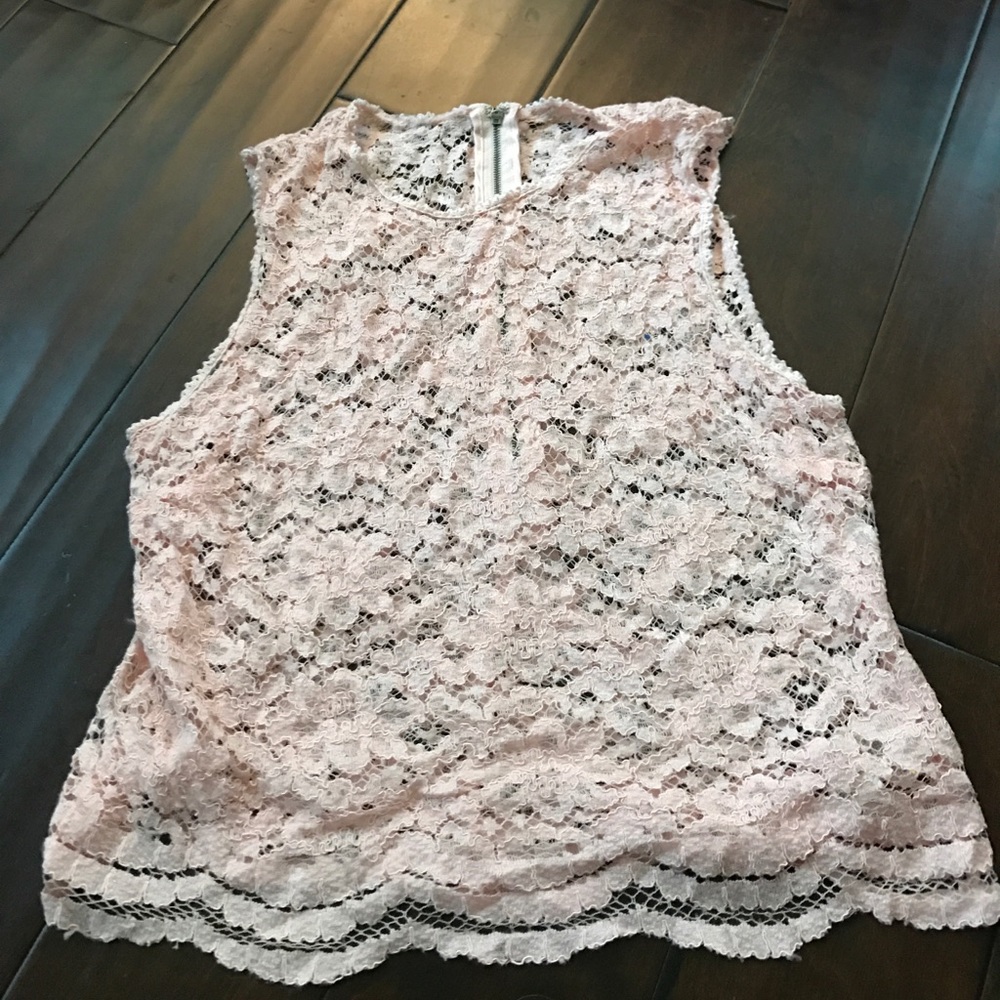 Pink lace crop top
