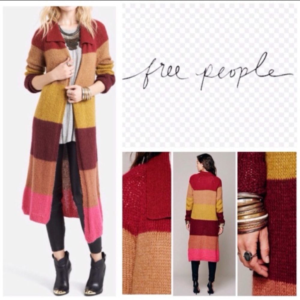 Free People Striped Maxi Cardigan