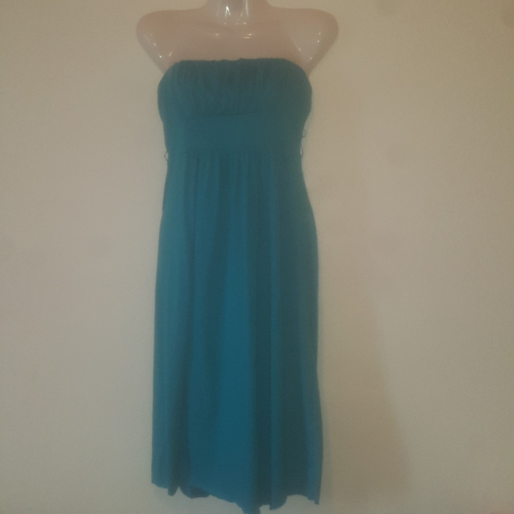 Teal strapless dress
