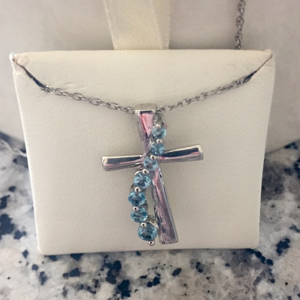 Aquamarine Cross Necklace