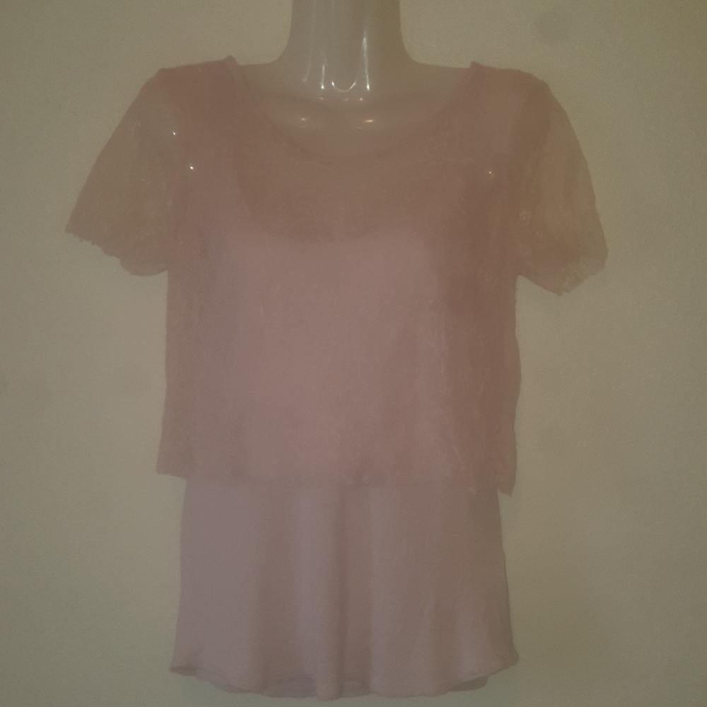 Blush pink lace over cami