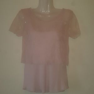 Blush pink lace over cami