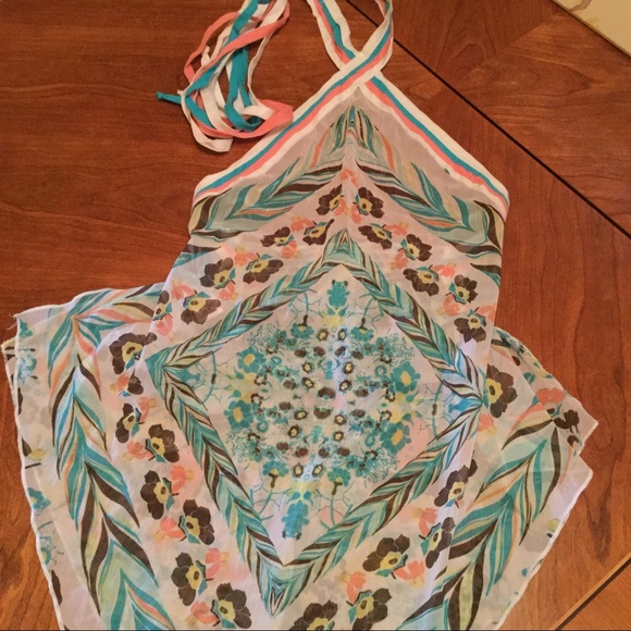 Halter Top BCBG Turquoise Pink White Size Small - Picture 5 of 7