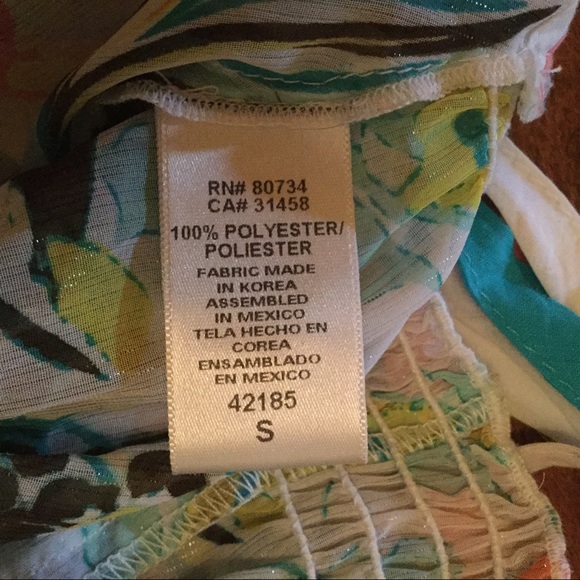 Halter Top BCBG Turquoise Pink White Size Small - Picture 7 of 7