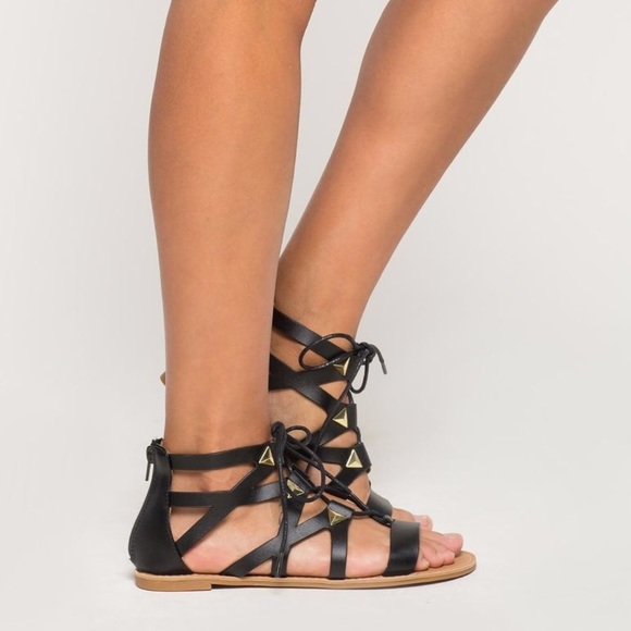 Black Gladiator Sandals - Picture 5 of 5