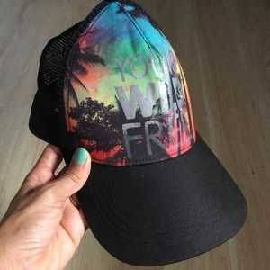Claires Trucker Hat Rainbow Black young wild free