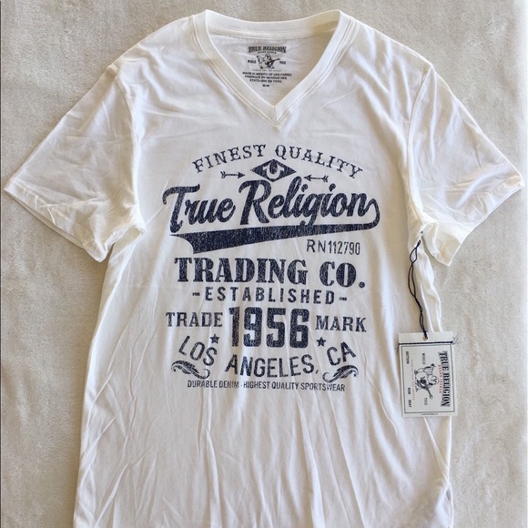 True Religion White V Neck Tee T-Shirt NO OFFERS - Picture 5 of 6