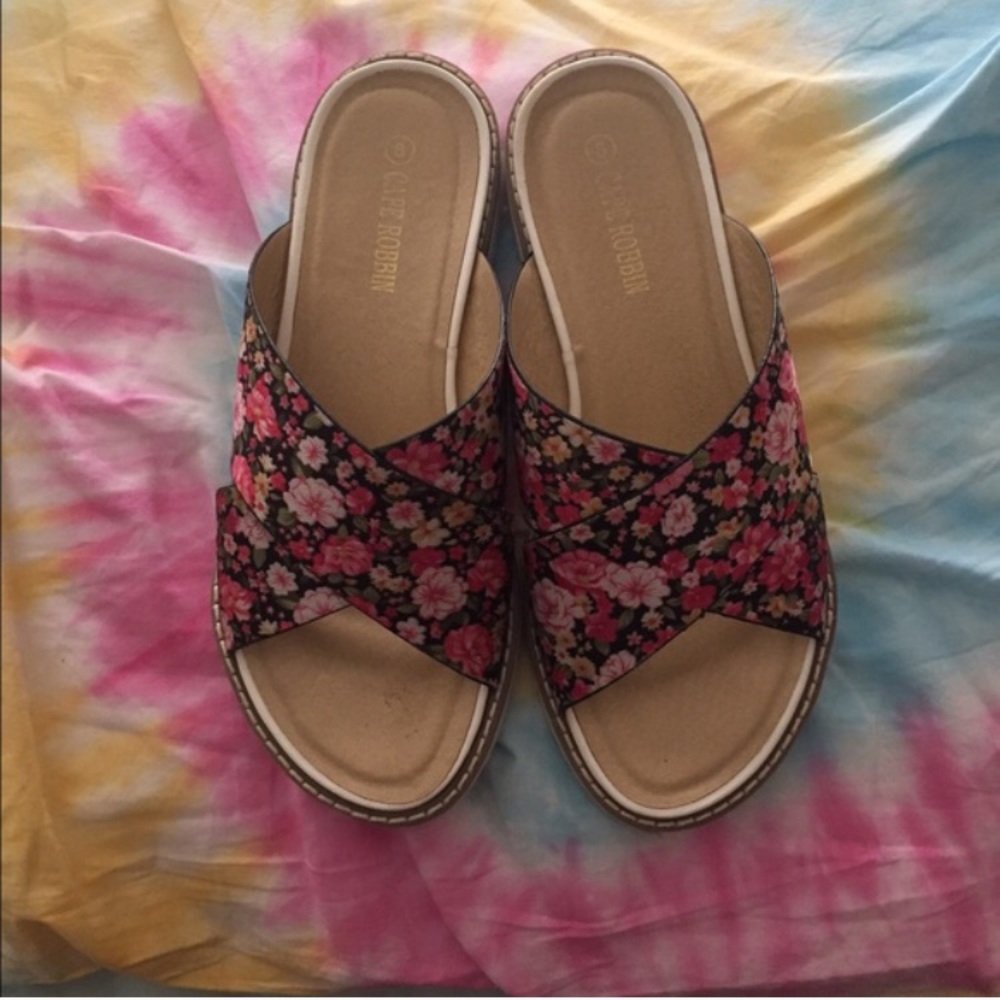 Floral summer flip flops