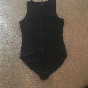 Black zip up body suit