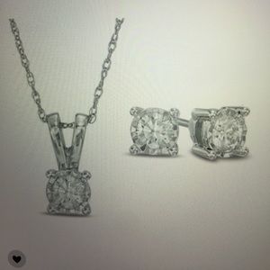 1/2 CT. TW. Diamond Solitaire Pendant & Earrings