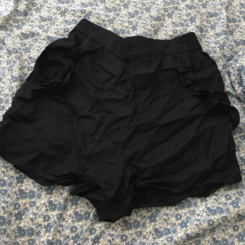 Urban outfitters black ruffle high waisted shorts
