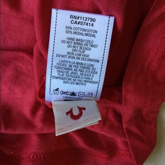 Women's TRUE RELIGION Flocked V Neck Tee Shirt - Picture 6 of 6