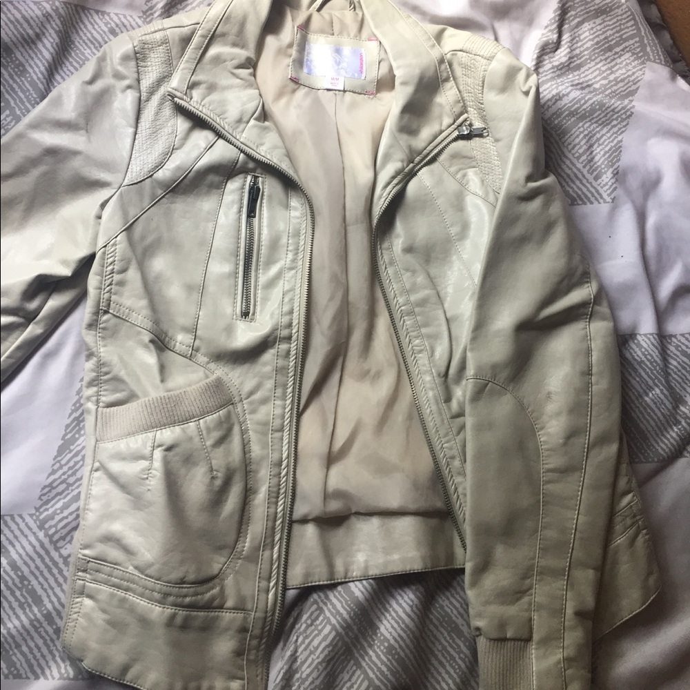 Xhiliration Cream Leather Jacket size M