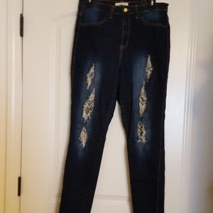 Nikki Minaj stretch factory distressed jeans