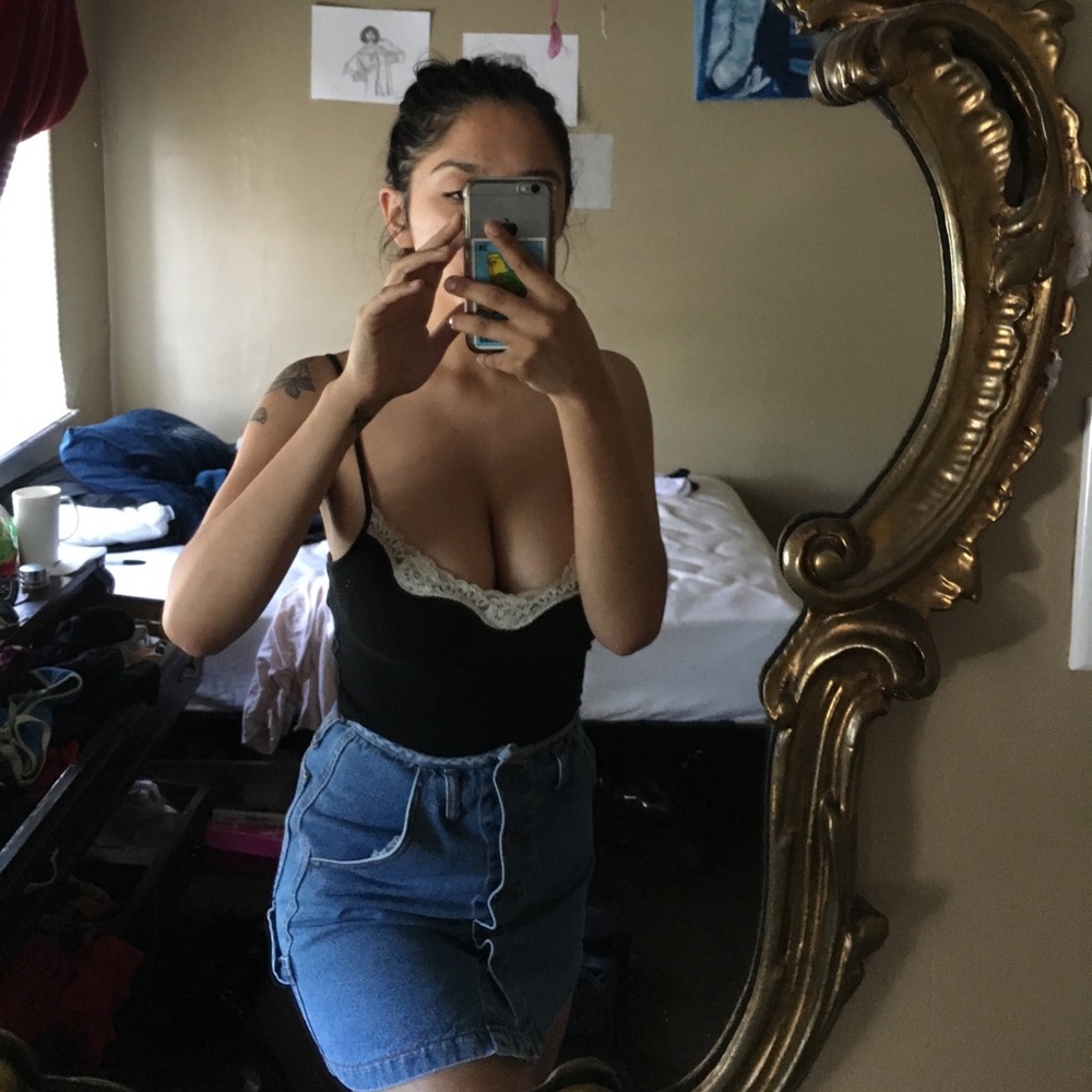 Denim button up skirt