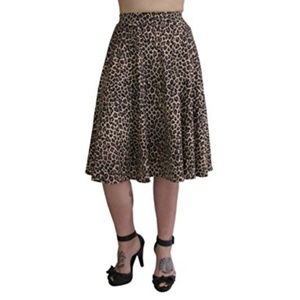 Pinky Pinups Leopard Print Swing Skirt Sz M