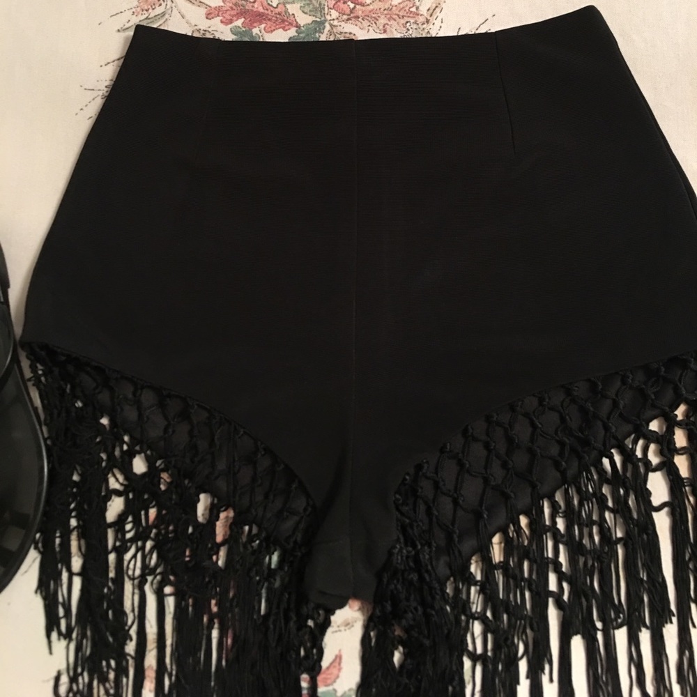 Black fringe shorts
