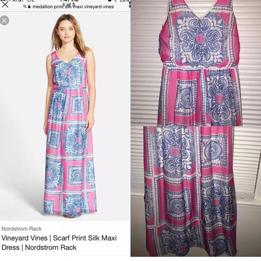 Vineyard vines medallion print silk Maxi size 6
