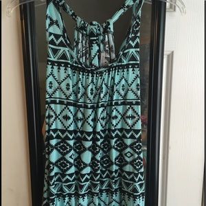 Light blue/black tribal print tank top