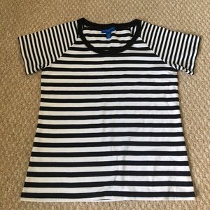 Karen Scott petites  black and white striped top