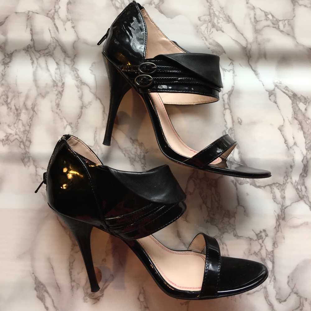 SOLD Tracy Reese Plenty leather black heels de - Picture 2 of 8