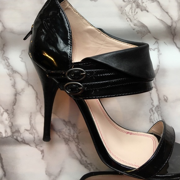 SOLD Tracy Reese Plenty leather black heels de - Picture 4 of 8