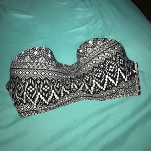 Black and white Aztec pattern bikini top