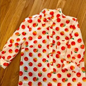JCrew XS Perfect Fit orange print button down