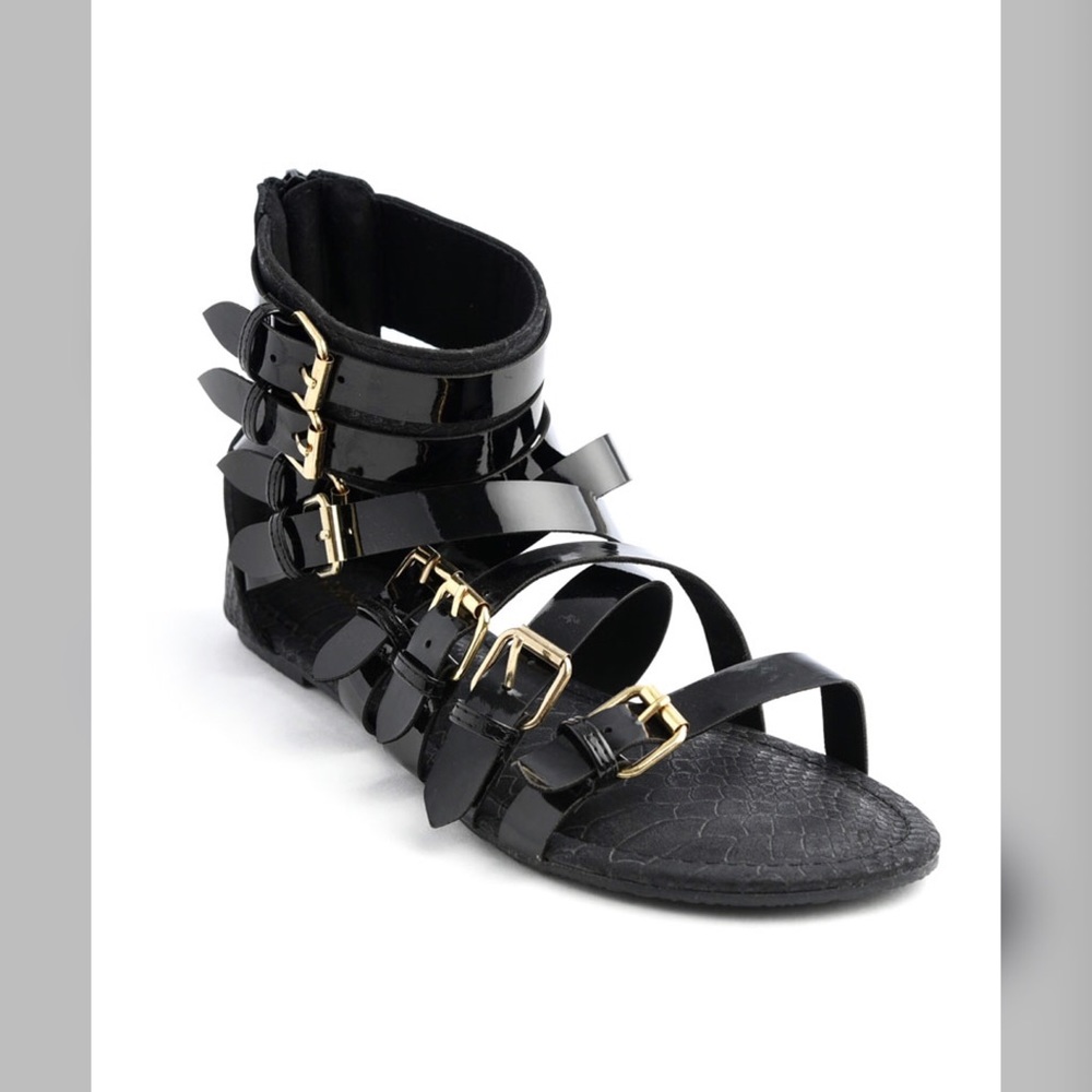 💕Beautiful black strappy flat-! 💕 - Picture 1 of 4