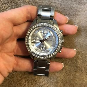 Silver fossil watch