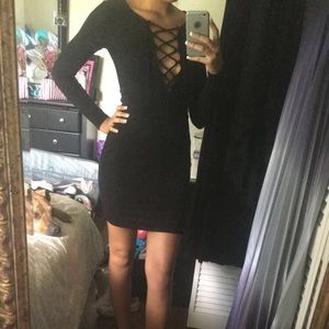Tight, black mini dress