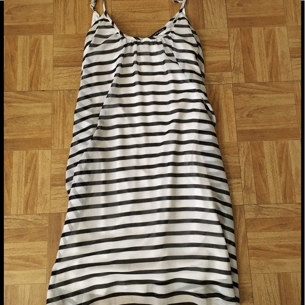 Express black and white striped dress wth straps