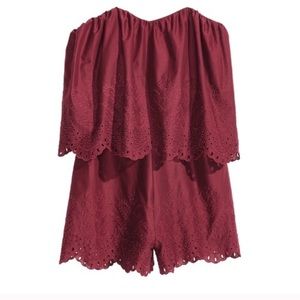 H&M crochet maroon romper / jumpsuit