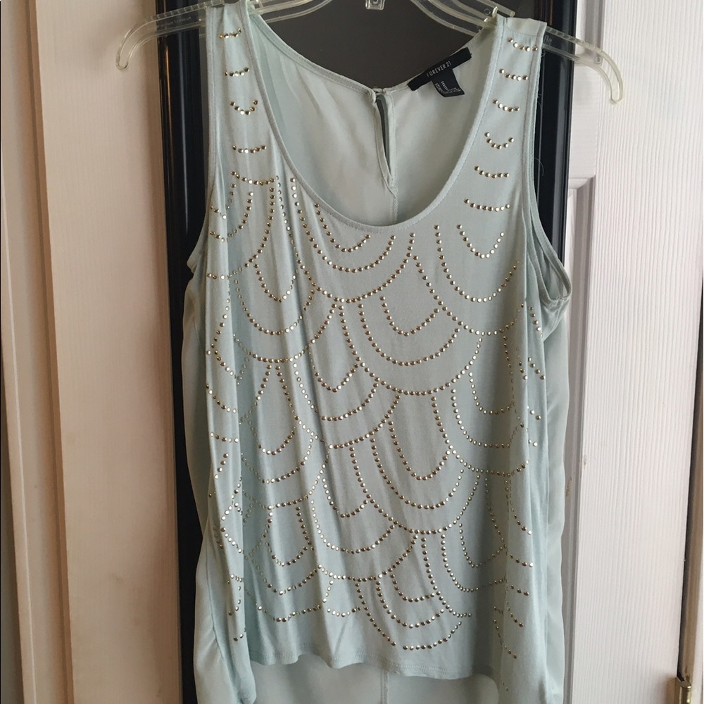 Light blue gold studded tank top