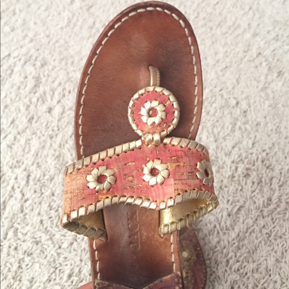 Jack Rogers sandal, gold & red, very gently used - Picture 2 of 4