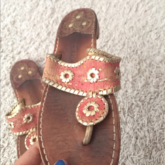 Jack Rogers sandal, gold & red, very gently used - Picture 4 of 4