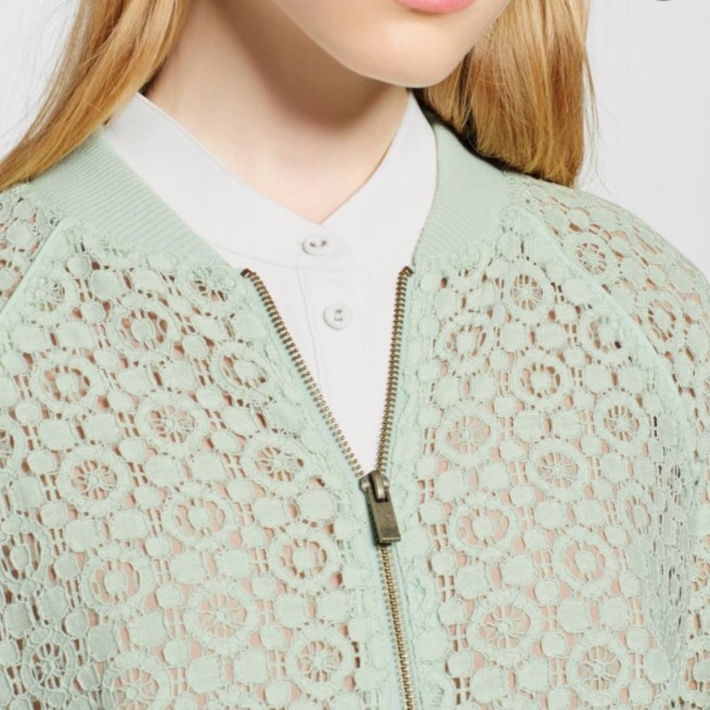 🌷Victoria Beckham x Target Mint Green Lace Bomber