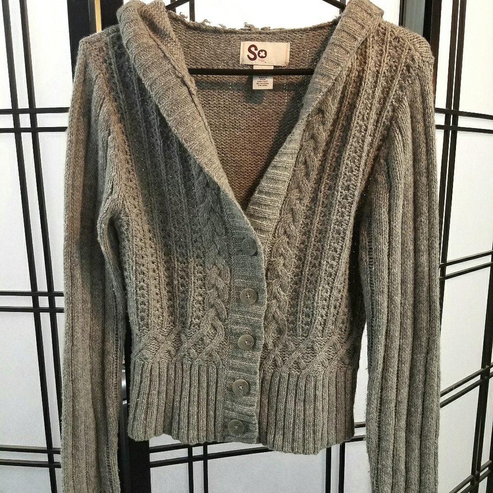 Gray cable knit sweater