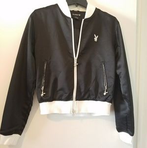 Playboy Zip Up Jacket Coat Black And White Small
