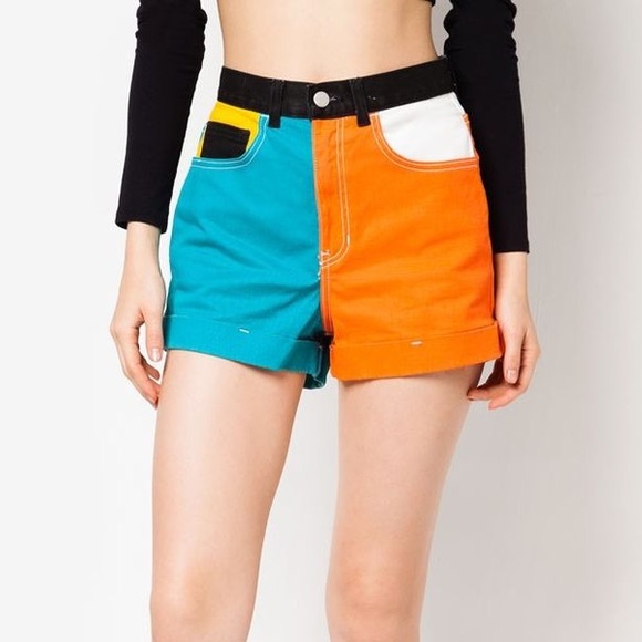 American Apparel Pants - Color block high waisted shorts