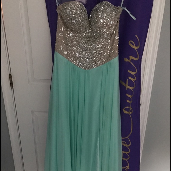 Teal and crystal prom/special event dress - Picture 1 of 3